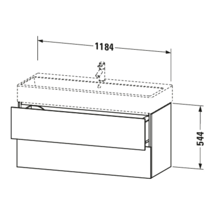Duravit Waschtischunterschrank L-Cube 118,4x 45,9cm, E d geb., 2 Schub., wandhängend