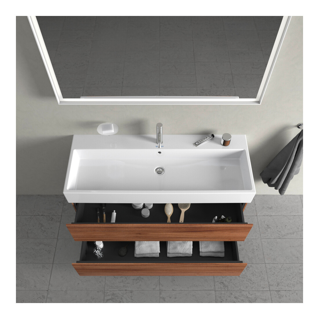 Duravit Waschtischunterschrank L-Cube 118,4x 45,9cm, N Nat, 2 Schub., wandhängend