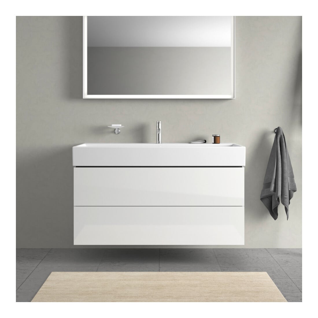 Duravit Waschtischunterschrank L-Cube 118,4x 45,9cm, we. hgl, 2 Schub., wandhängend