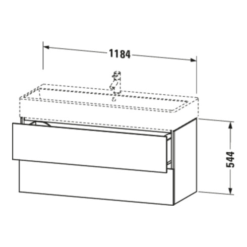 Duravit Waschtischunterschrank L-Cube 118,4x 45,9cm, we. ma, 2 Schub., wandhängend