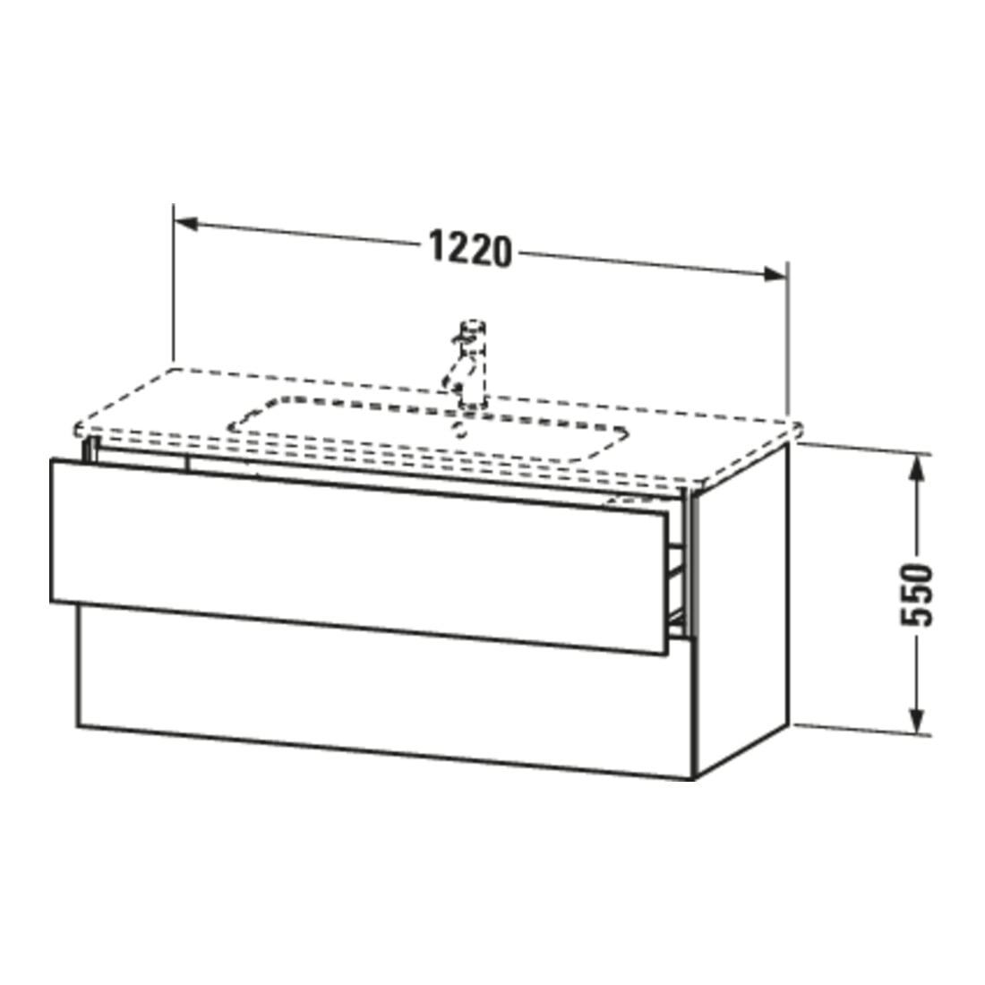 Duravit Waschtischunterschrank L-Cube 122x48,1cm, bas. ma, 2 Schub., wandhängend