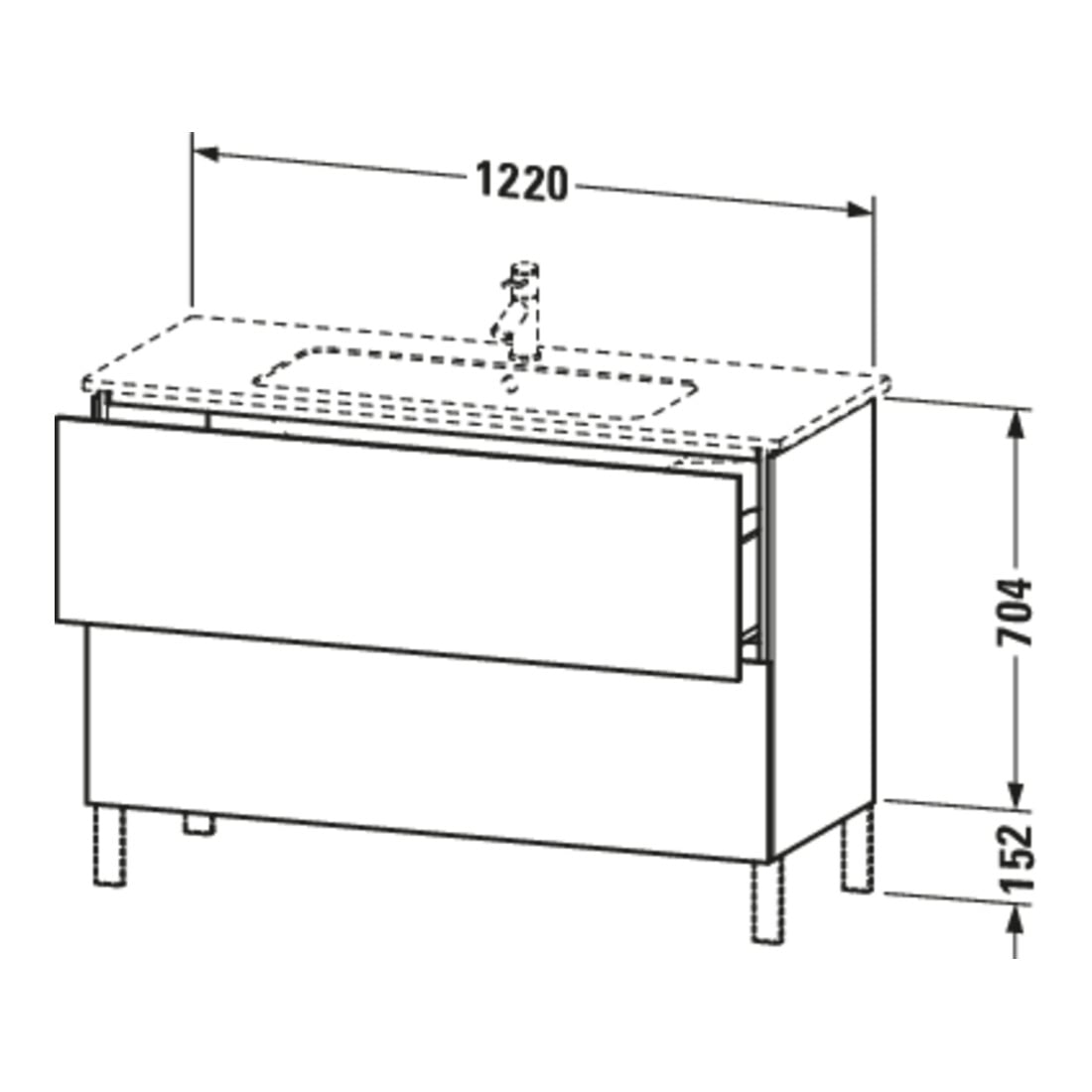 Duravit Waschtischunterschrank L-Cube 122x48,1cm, Ei dkl. geb., 2 Ausz., steh.