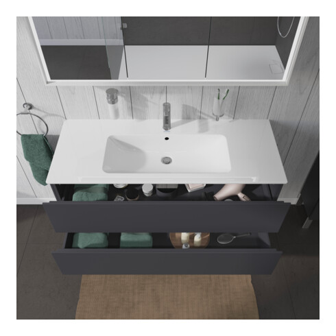 Duravit Waschtischunterschrank L-Cube 122x48,1cm, graph ma, 2 Schub., wandhängend