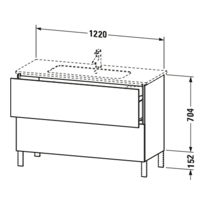 Duravit Waschtischunterschrank L-Cube 122x48,1cm, graph matt, 2 Ausz., stehend