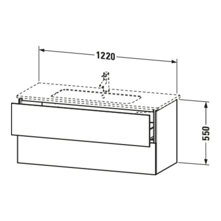 Duravit Waschtischunterschrank L-Cube 122x48,1cm, med. Ei, 2 Schub., wandhängend