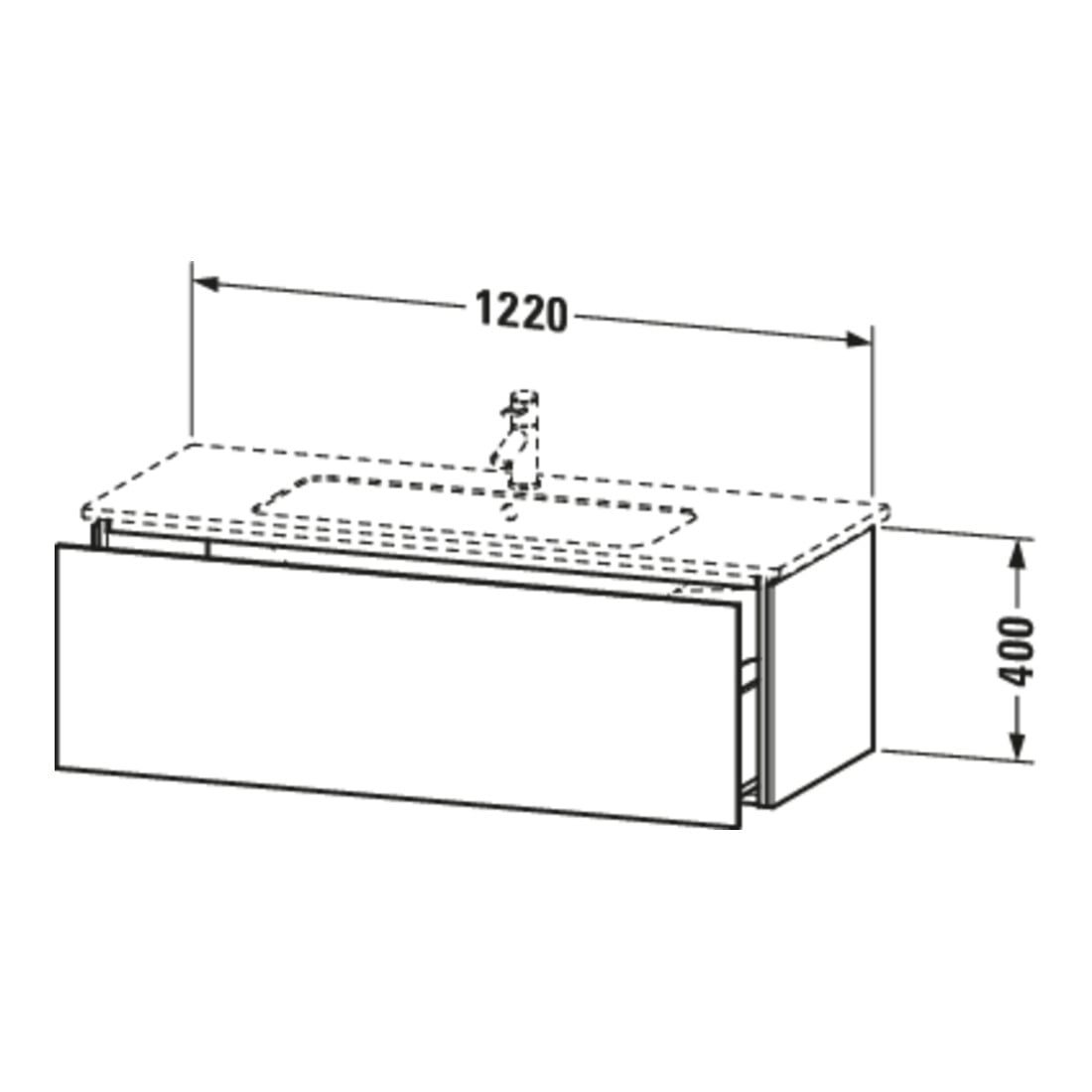 Duravit Waschtischunterschrank L-Cube 122x48,1cm, Tau matt, 1 Ausz., wandhängend