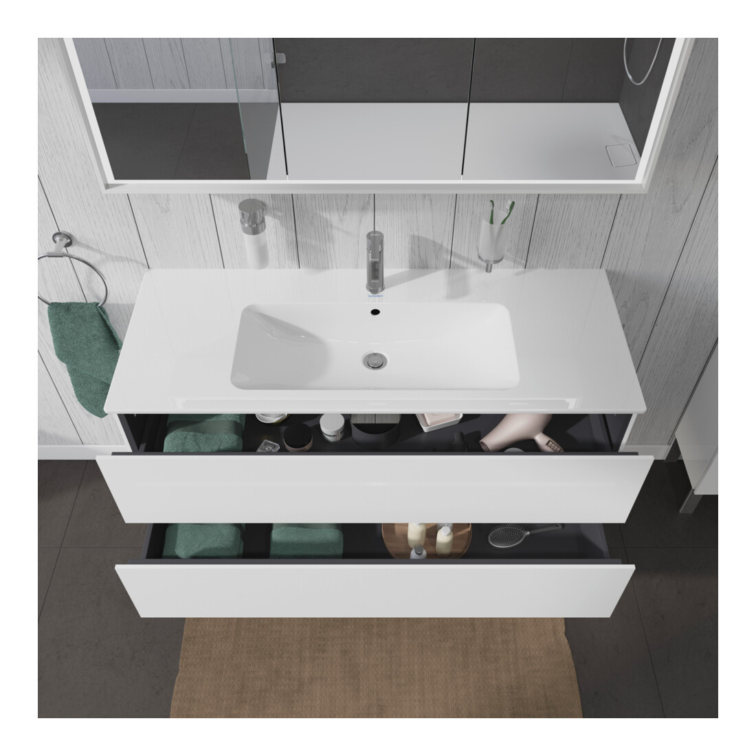 Duravit Waschtischunterschrank L-Cube 122x48,1cm, we. hgl, 2 Schub., wandhängend