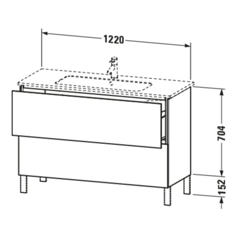 Duravit Waschtischunterschrank L-Cube 122x48,1cm, we. matt, 2 Auszüge, stehend