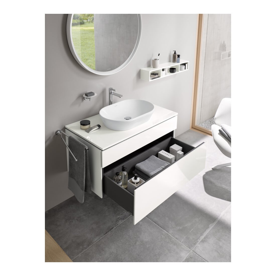 Duravit Waschtischunterschrank L-Cube 122x55cm, w g, 1 Schubk., 1 Ausz., wandhängend