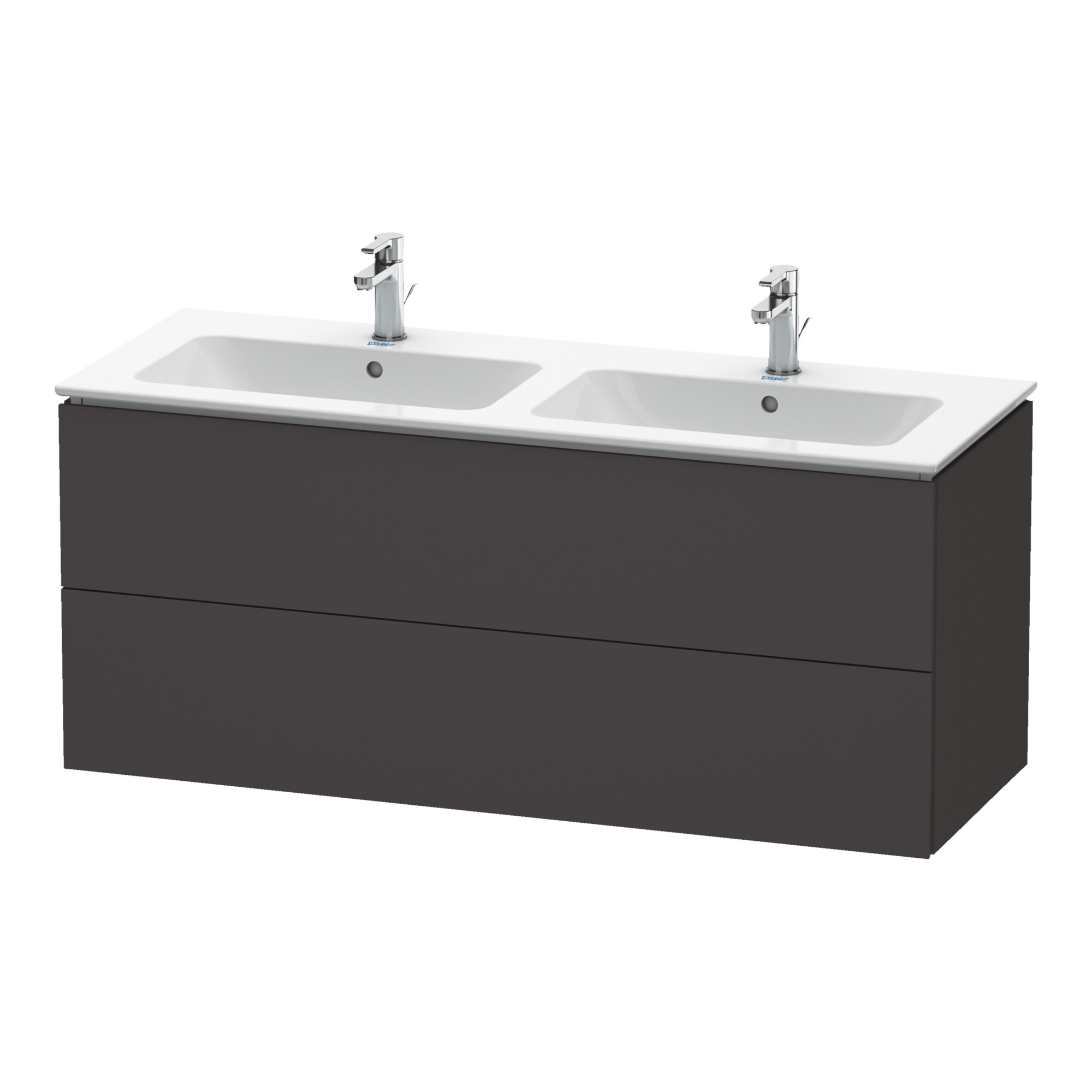 Duravit Waschtischunterschrank L-Cube 129x48,1x55cm, 2 SBK, wandhängend, graph matt