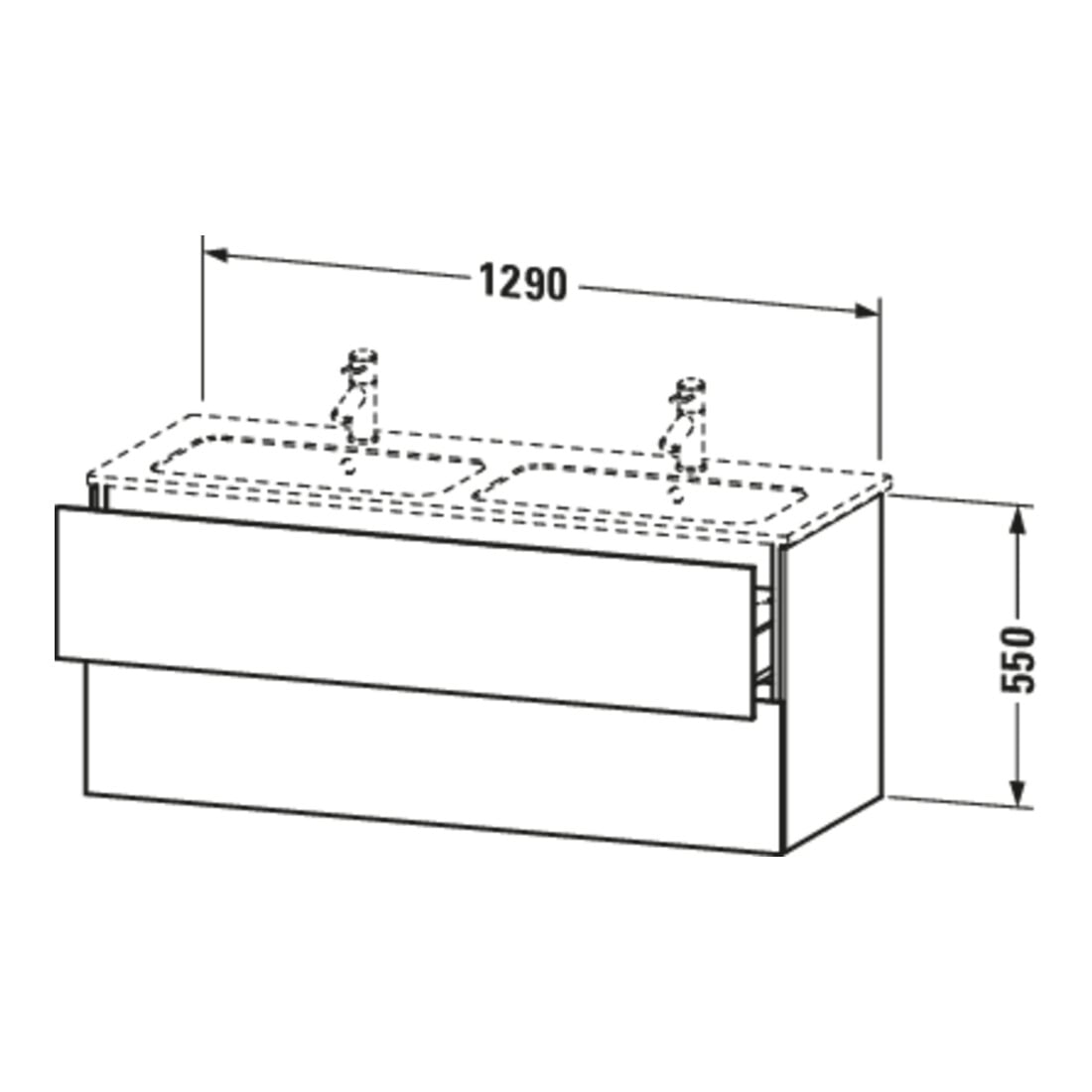 Duravit Waschtischunterschrank L-Cube 129x48,1x55cm, 2 Schub., wandhängend, bas. ma