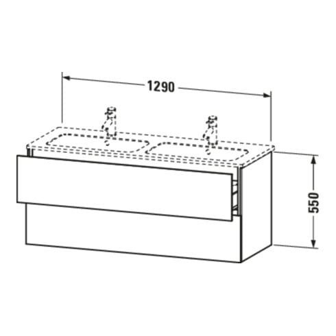 Duravit Waschtischunterschrank L-Cube 129x48,1x55cm, 2 Schub., wandhängend, Tau matt