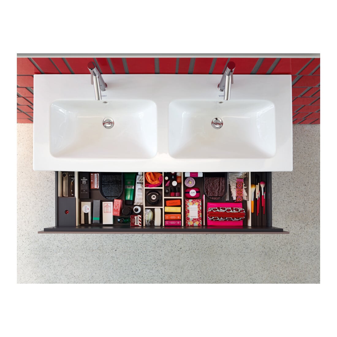 Duravit Waschtischunterschrank L-Cube 129x48,1x55cm, 2 Schub., wandhängend, we. hgl