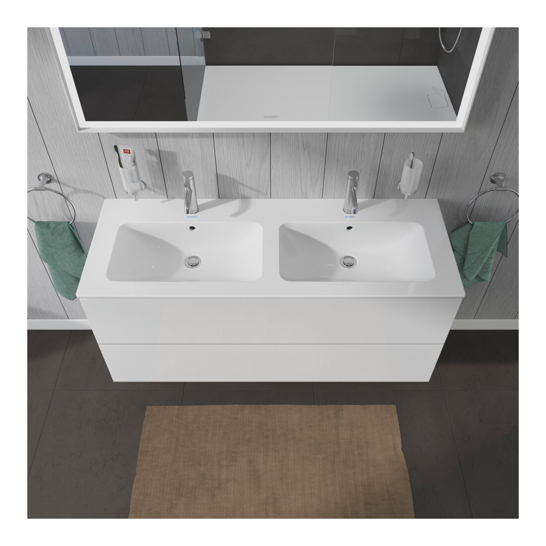 Duravit Waschtischunterschrank L-Cube 129x48,1x55cm, 2 Schub., wandhängend, we. hgl