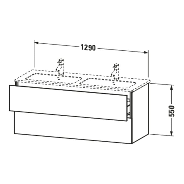 Duravit Waschtischunterschrank L-Cube 129x48,1x55cm, 2 Schub., wandhängend, we. hgl