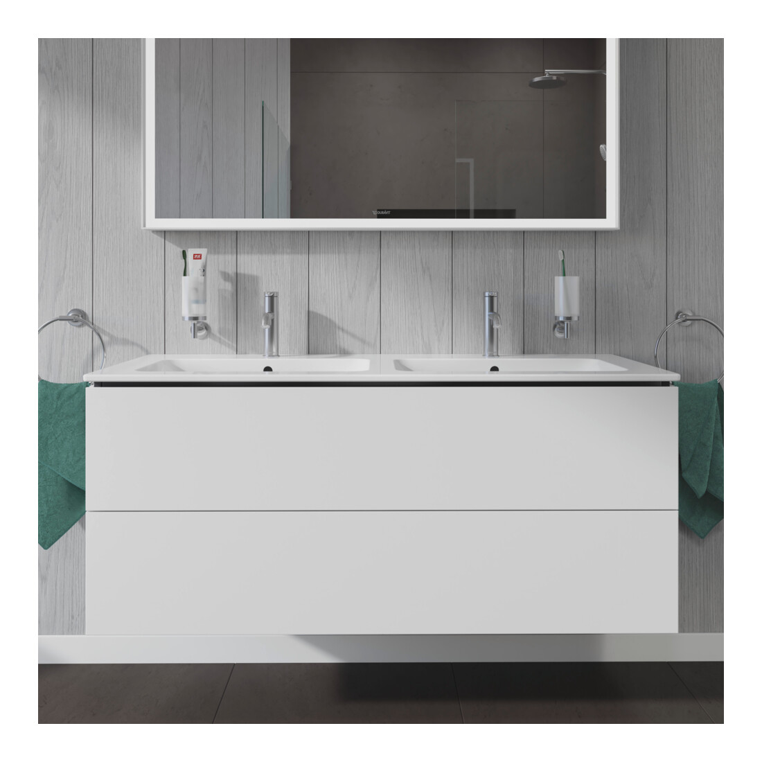 Duravit Waschtischunterschrank L-Cube 129x48,1x55cm, 2 Schub., wandhängend, we. matt