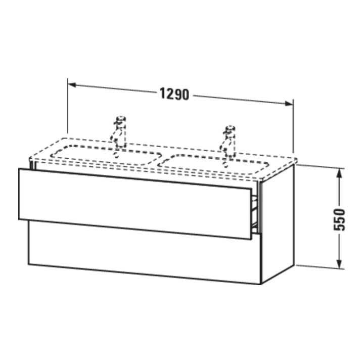 Duravit Waschtischunterschrank L-Cube 129x48,1x55cm, 2 Schub., wandhängend, we. matt