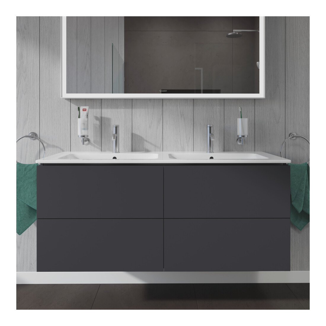 Duravit Waschtischunterschrank L-Cube 129x48,1x55cm, 4 Schub., wandhängend, graph ma