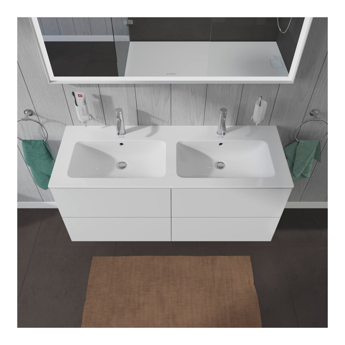 Duravit Waschtischunterschrank L-Cube 129x48,1x55cm, 4 Schub., wandhängend, we. matt