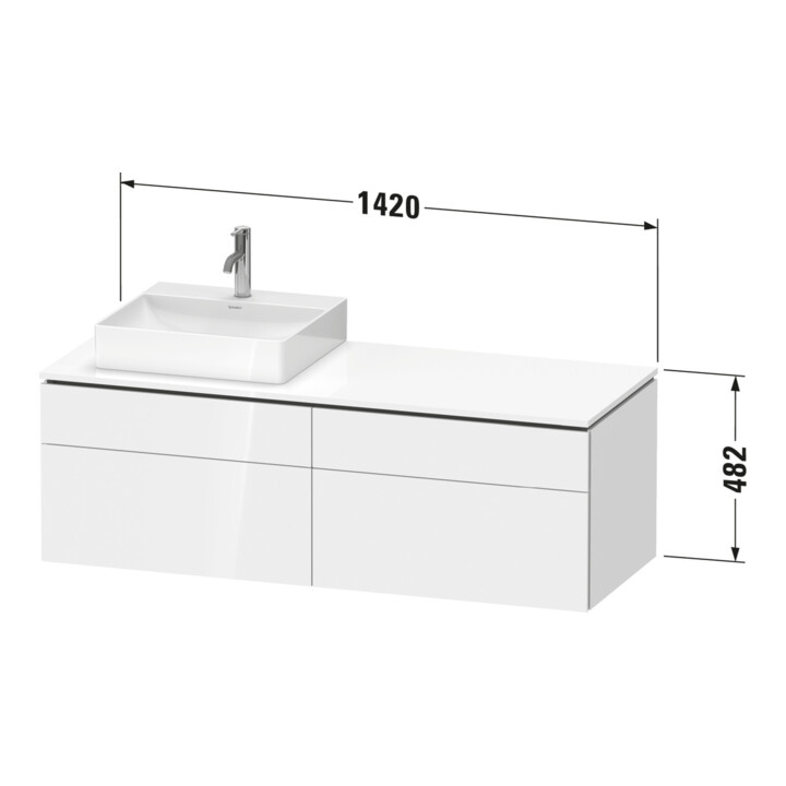 Duravit Waschtischunterschrank L-Cube 142x55x48,2cm, 2 SBK, wd, An L, Ei marm.