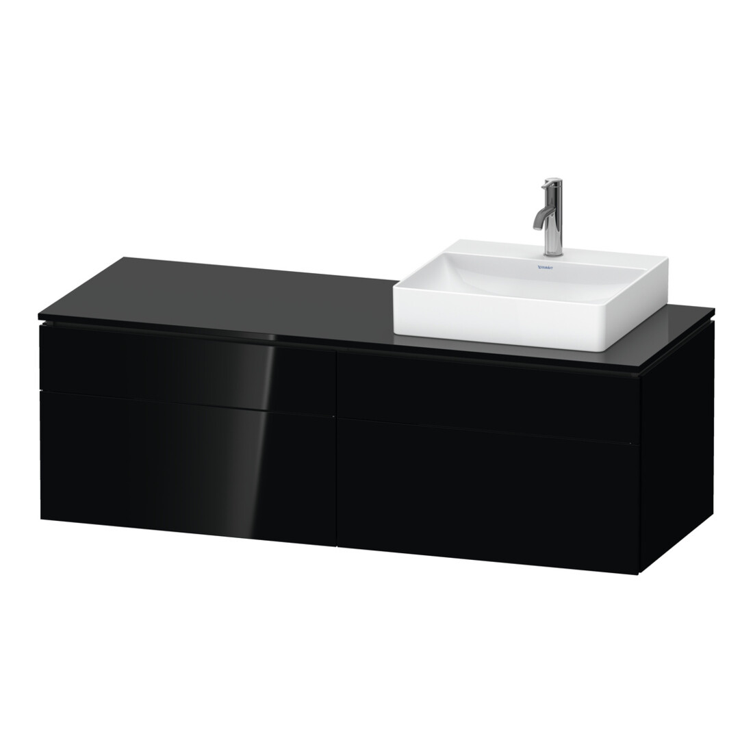 Duravit Waschtischunterschrank L-Cube 142x55x48,2cm, 2 SBK, wd, An re, sw hgl