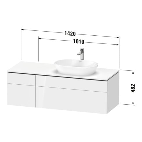 Duravit Waschtischunterschrank L-Cube 142x55x48,2cm, AS R, w g, k EinrSy