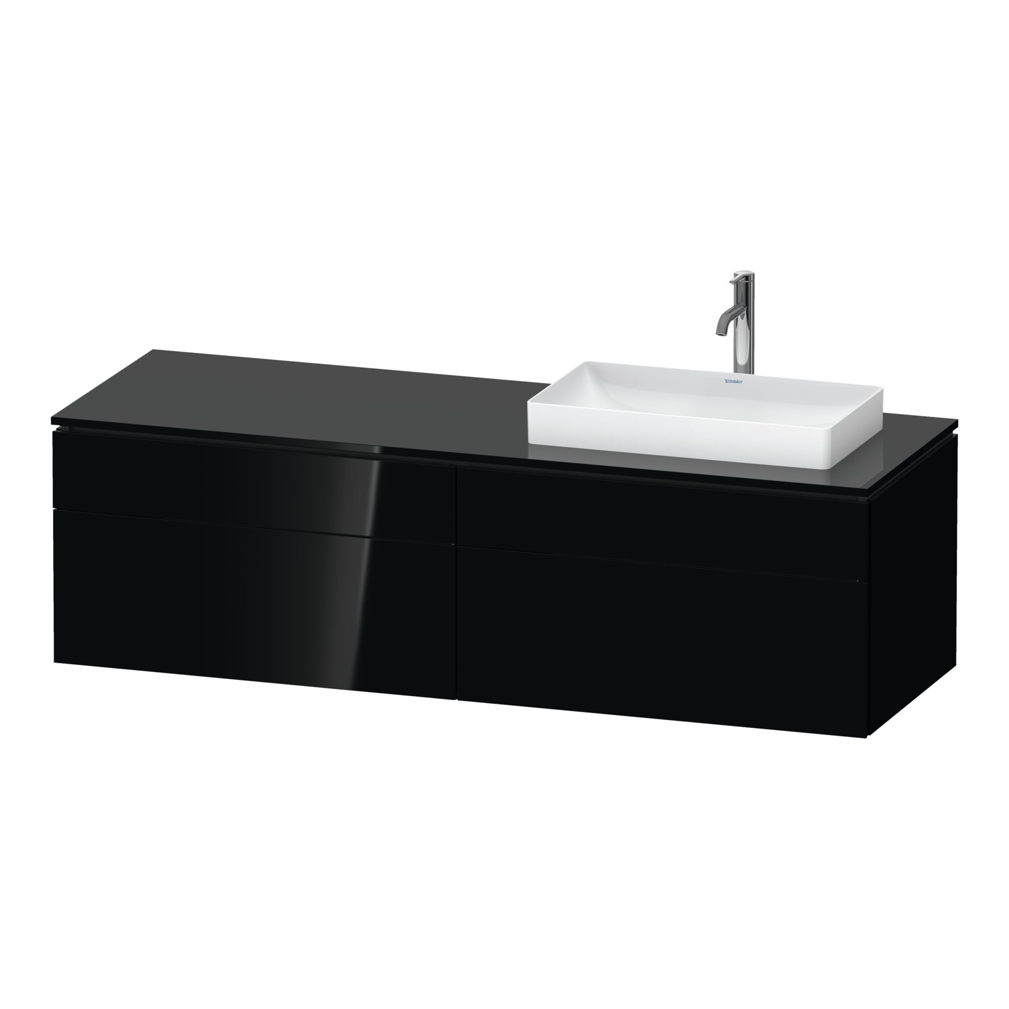 Duravit Waschtischunterschrank L-Cube 162x55x48,2cm, 2 SBK, wd, AS re, sw hgl