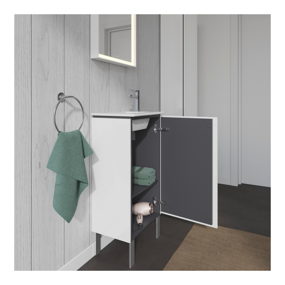 Duravit Waschtischunterschrank L-Cube 42x29,4x70,4cm, steh., Tür li, we. hgl