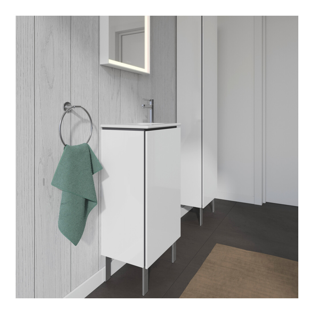 Duravit Waschtischunterschrank L-Cube 42x29,4x70,4cm, steh., Tür re, we. hgl