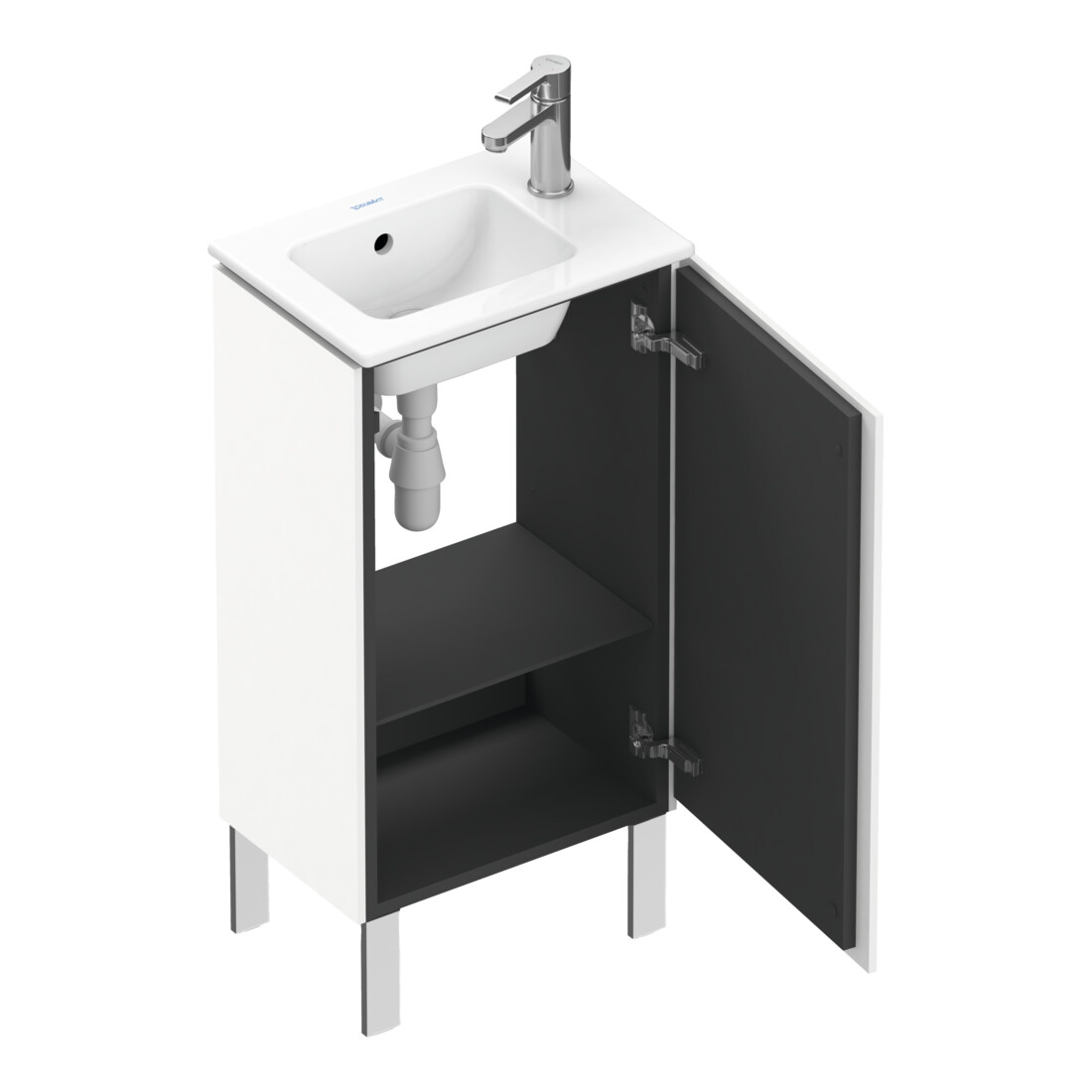 Duravit Waschtischunterschrank L-Cube 42x29,4x70,4cm, steh., Tür re, weiß matt
