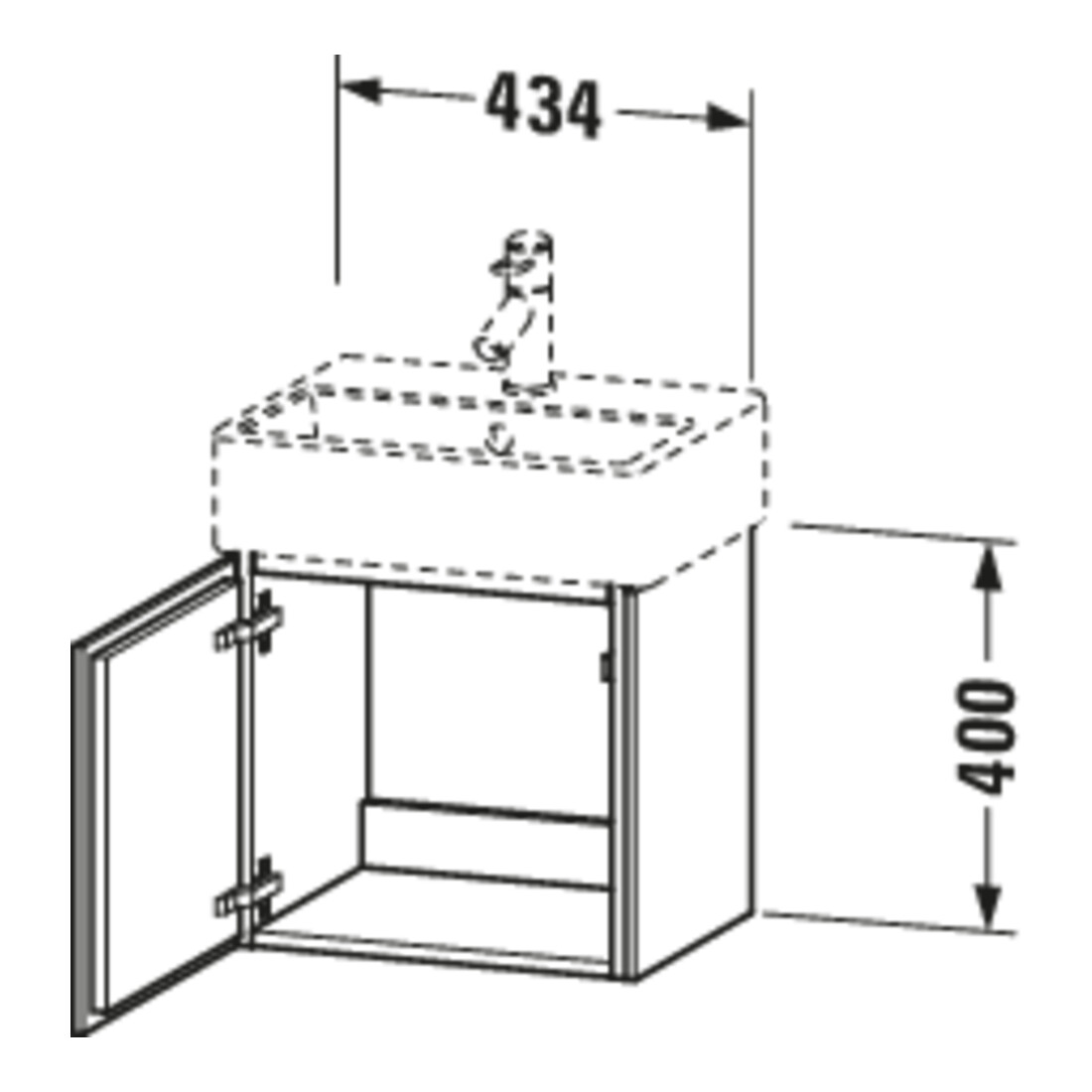 Duravit Waschtischunterschrank L-Cube 43,4x34,1x40cm, wandhängend, Tür li, bas. matt