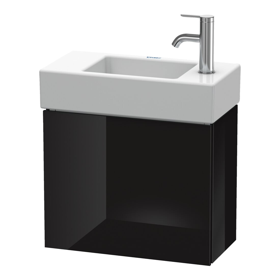 Duravit Waschtischunterschrank L-Cube 48x24x40cm, wandhängend, Tür li, sw Hochglanz