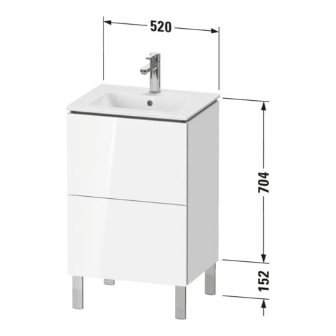 Duravit Waschtischunterschrank L-Cube 52x42,1x70,4cm, 2 AZ, st, flan. Gr hgl