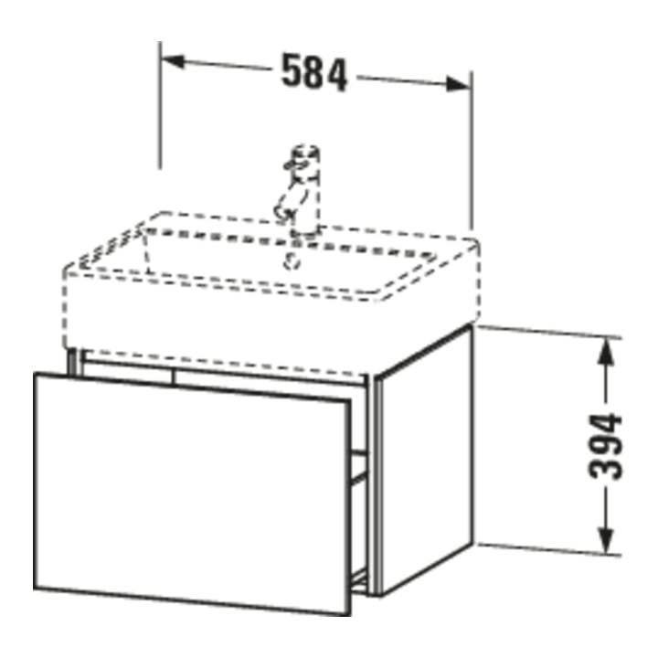 Duravit Waschtischunterschrank L-Cube 58,4x 45,9cm, bas. ma, 1 Ausz., wandhängend
