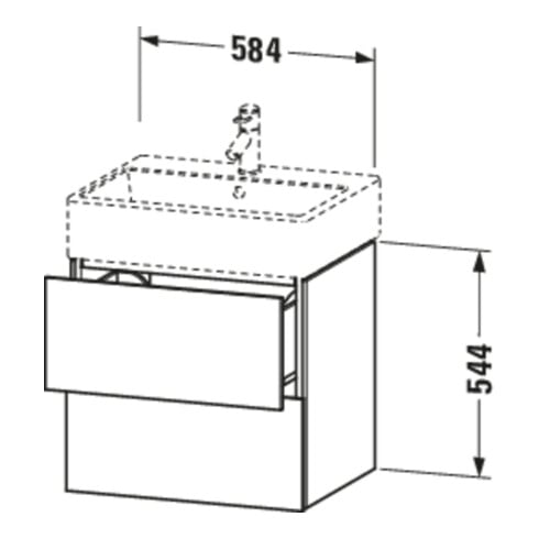 Duravit Waschtischunterschrank L-Cube 58,4x 45,9cm, E d geb., 2 Schub., wandhängend