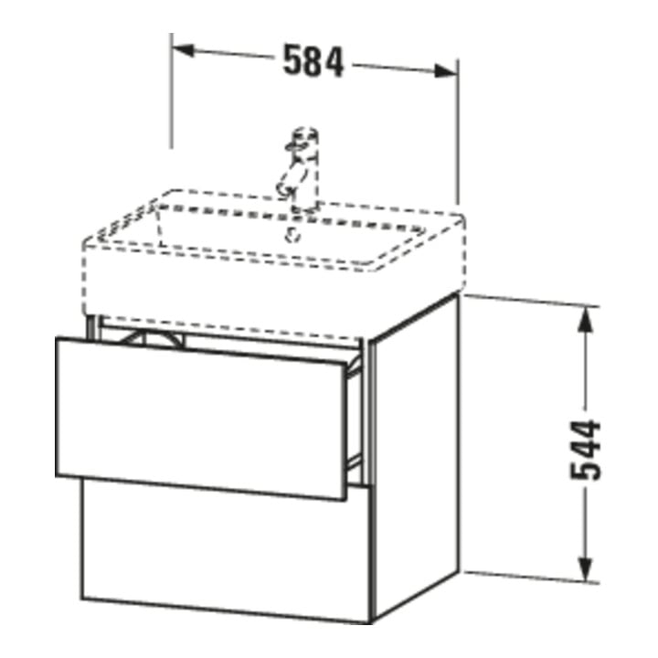 Duravit Waschtischunterschrank L-Cube 58,4x 45,9cm, graph ma, 2 Schub., wandhängend