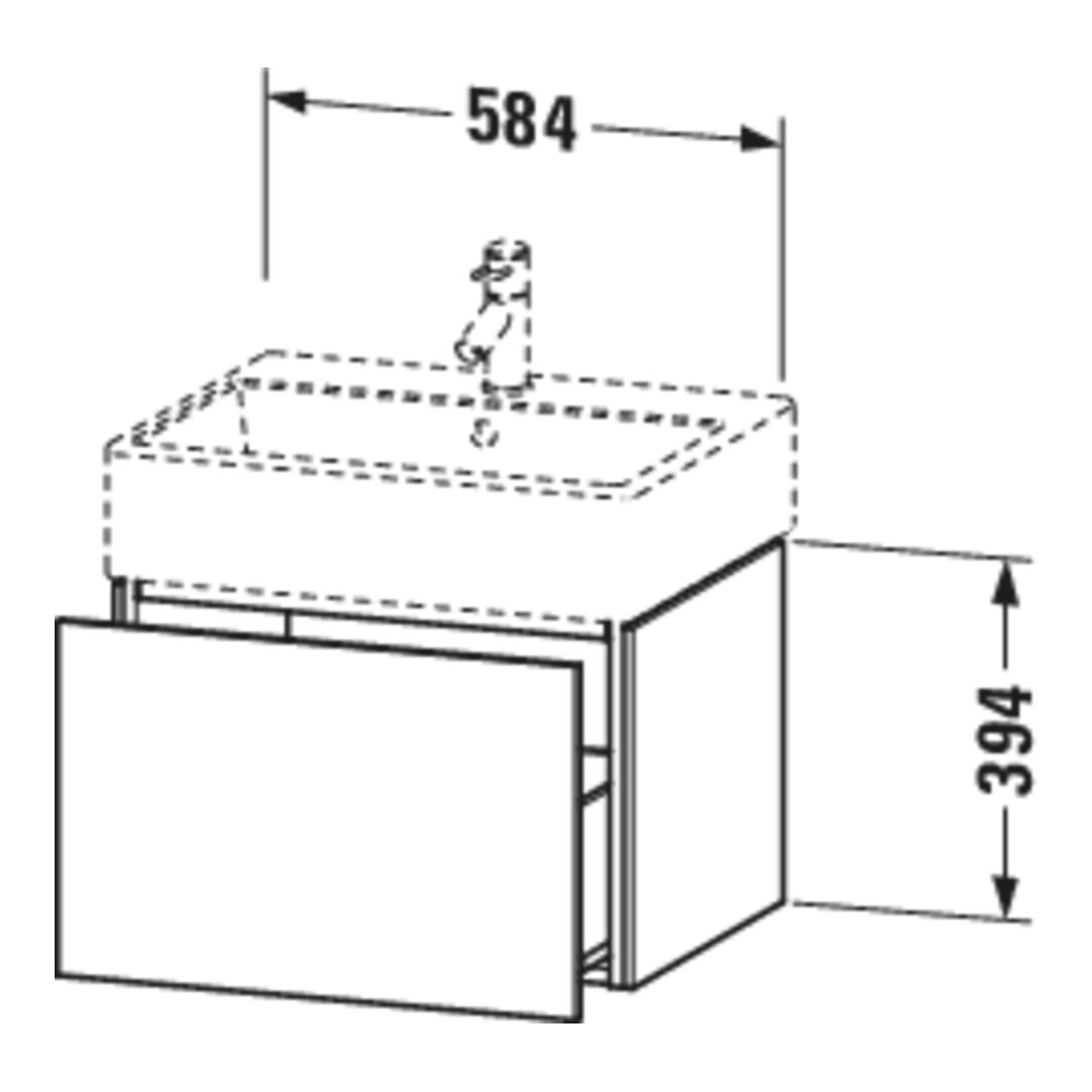 Duravit Waschtischunterschrank L-Cube 58,4x 45,9cm, Nussb dkl., 1 Ausz., wandhängend