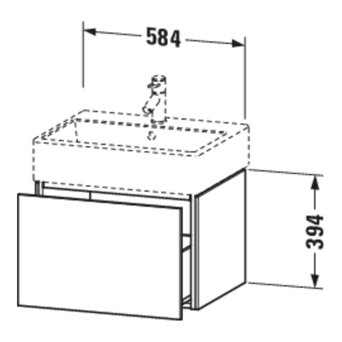 Duravit Waschtischunterschrank L-Cube 58,4x 45,9cm, Tau ma, 1 Ausz., wandhängend