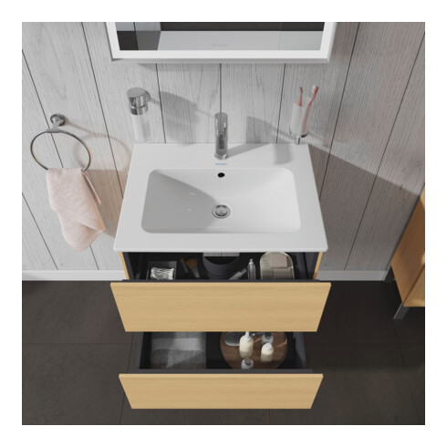 Duravit Waschtischunterschrank L-Cube 62x48,1cm, Ei Nat, 2 Schubk., wandhängend