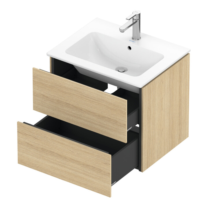 Duravit Waschtischunterschrank L-Cube 62x48,1cm, Ei Nat, 2 Schubk., wandhängend