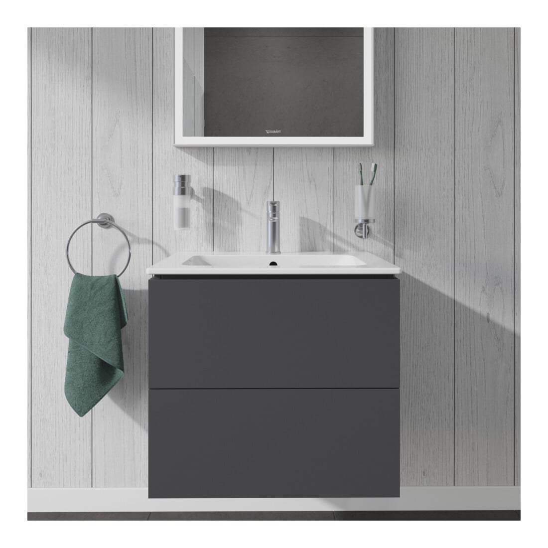 Duravit Waschtischunterschrank L-Cube 62x48,1cm, graph ma, 2 Schub., wandhängend