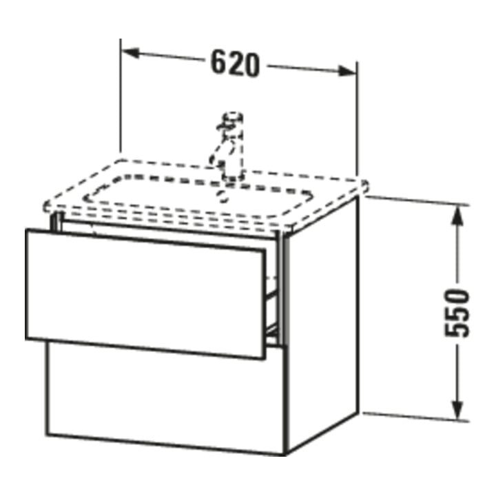 Duravit Waschtischunterschrank L-Cube 62x48,1cm, med. Ei, 2 Schub., wandhängend