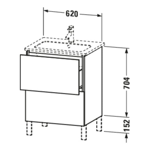 Duravit Waschtischunterschrank L-Cube 62x48,1cm, Nussb geb., 2 Ausz., stehend