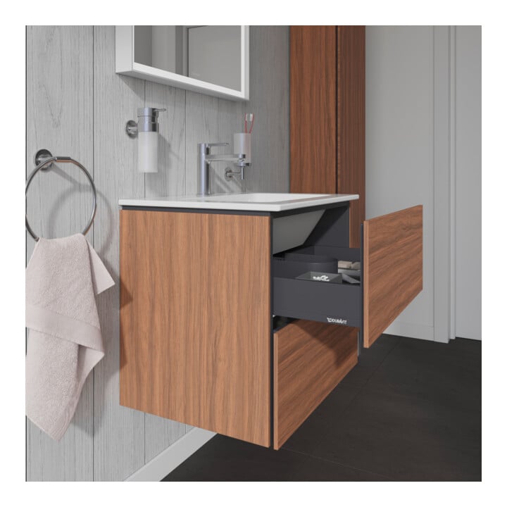 Duravit Waschtischunterschrank L-Cube 62x48,1cm, Nussb Nat, 2 Schub., wandhängend