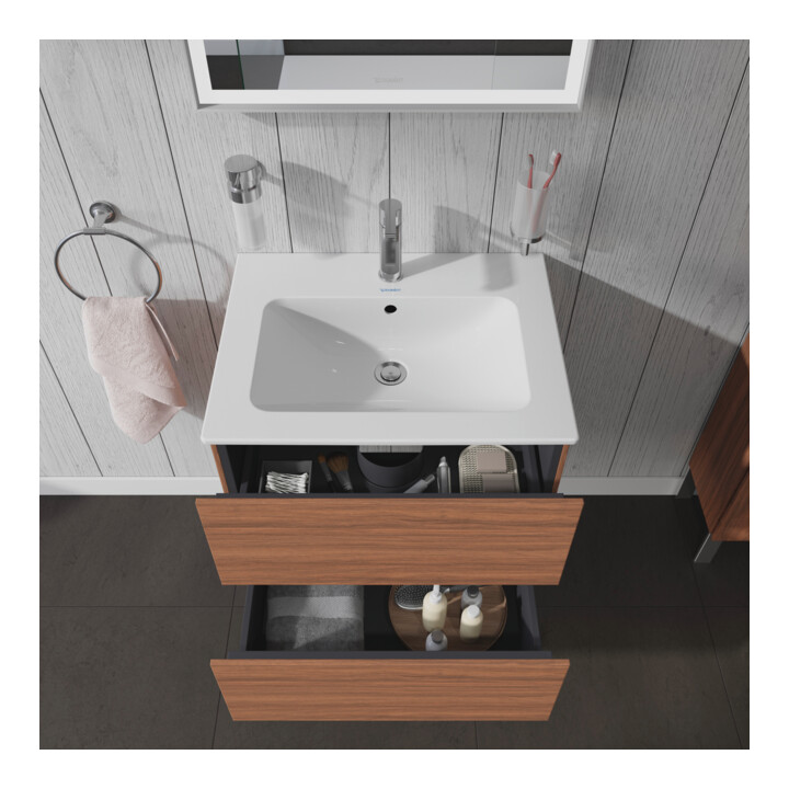 Duravit Waschtischunterschrank L-Cube 62x48,1cm, Nussb Nat, 2 Schub., wandhängend