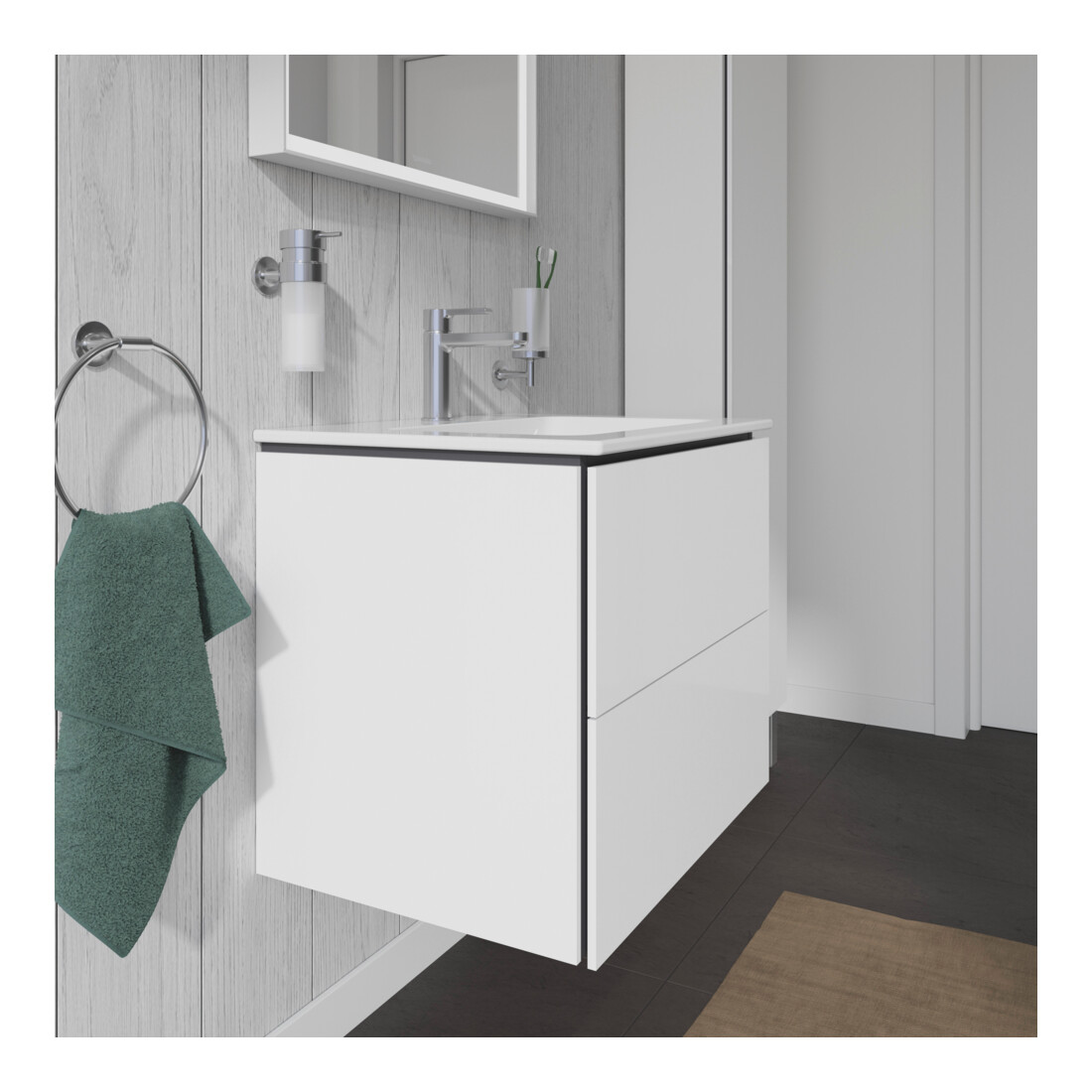 Duravit Waschtischunterschrank L-Cube 62x48,1cm, we. hgl, 2 Schub., wandhängend