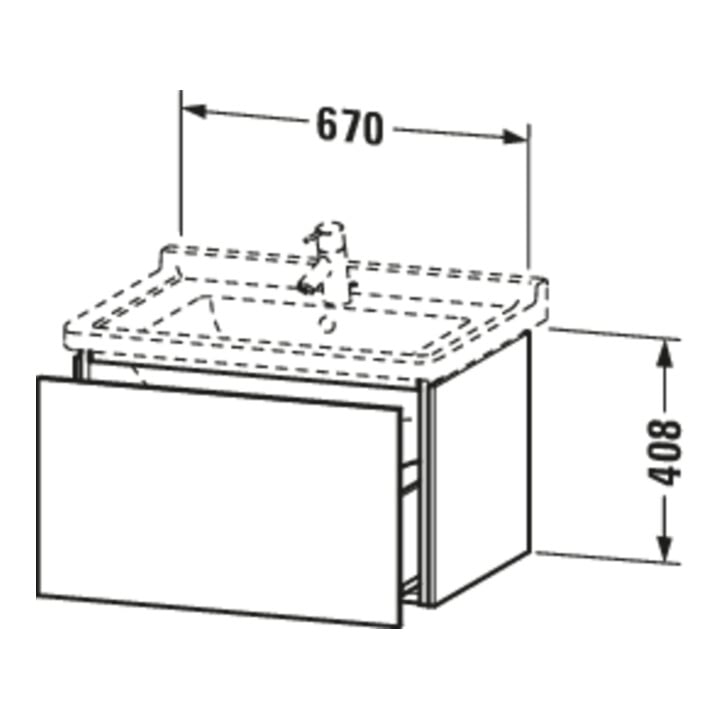Duravit Waschtischunterschrank L-Cube 67x46,9cm, bas. ma, 1 Ausz., wandhängend