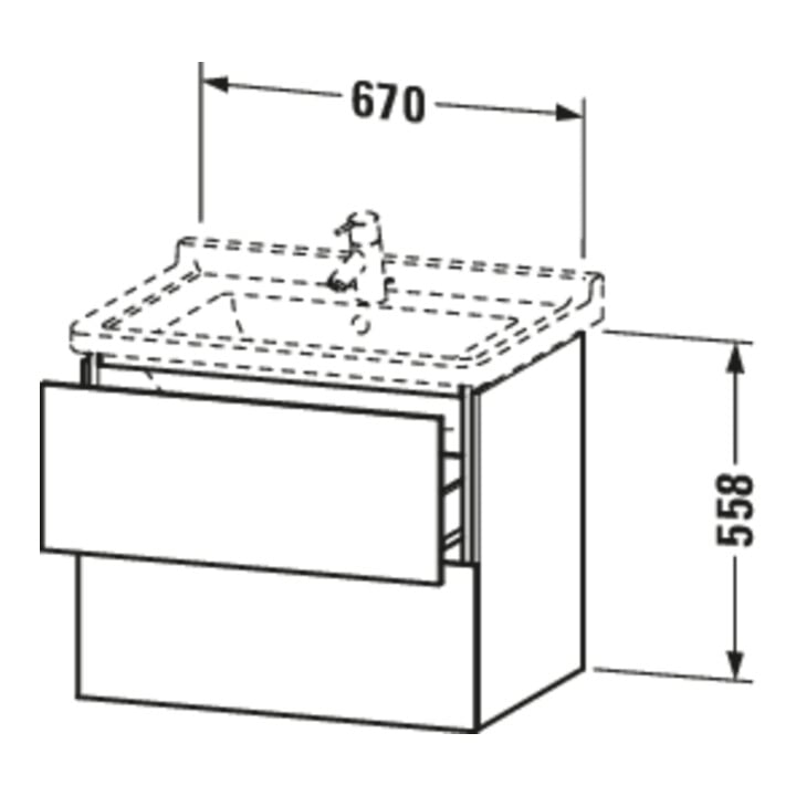 Duravit Waschtischunterschrank L-Cube 67x46,9cm, bas. ma, 2 Schub., wandhängend
