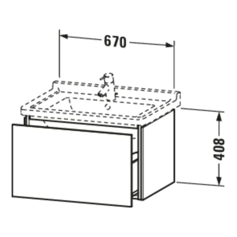Duravit Waschtischunterschrank L-Cube 67x46,9cm, Ei dkl. geb., 1 Ausz., wandhängend