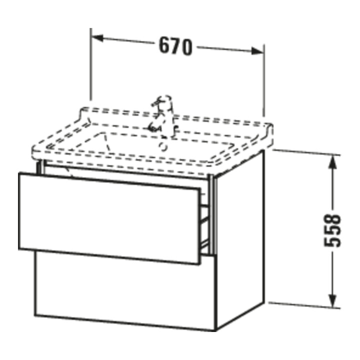 Duravit Waschtischunterschrank L-Cube 67x46,9cm, Ei Nat, 2 Schubk., wandhängend